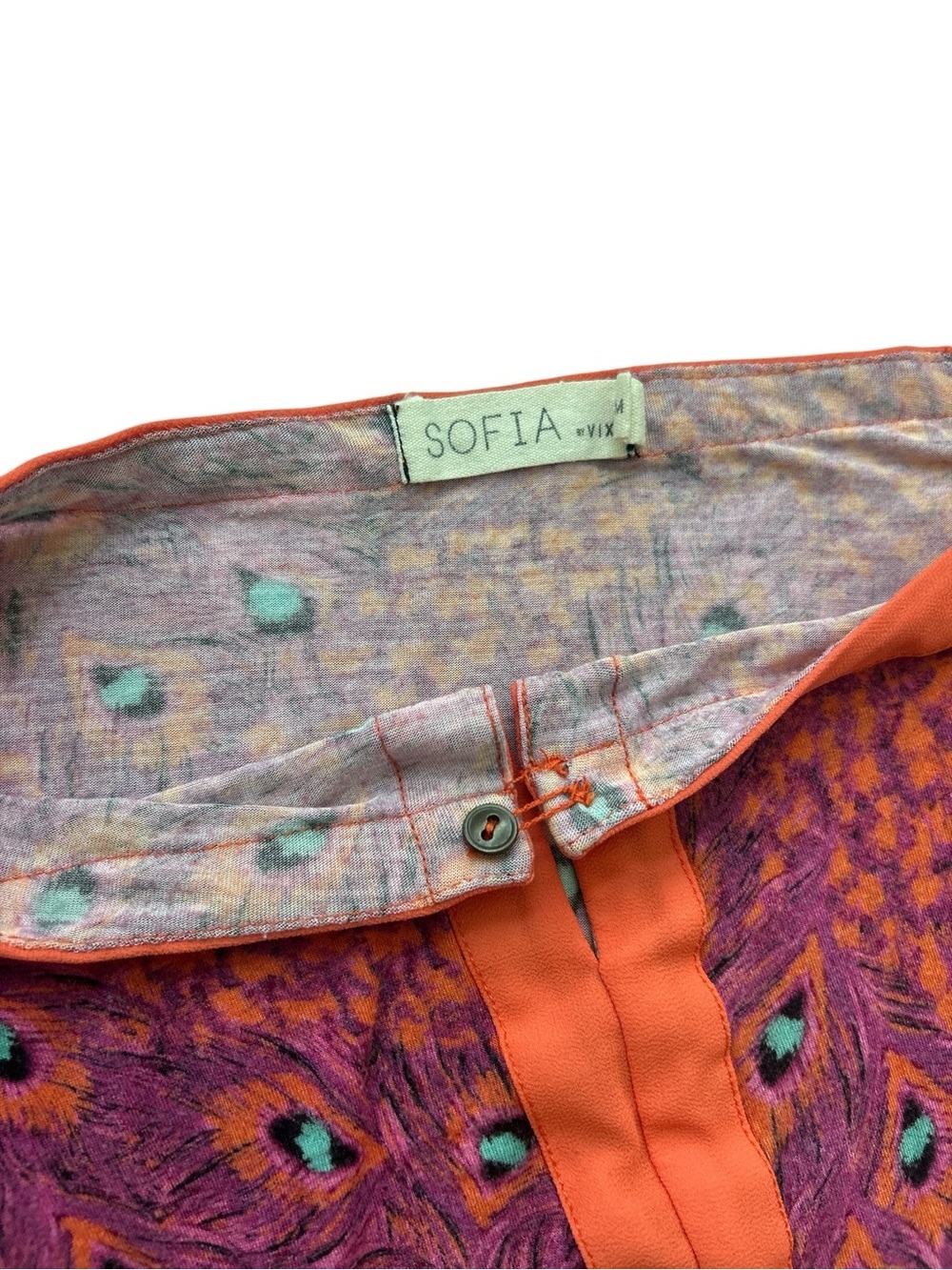 SOFIA by ViX Pink Peacock-Print Swim Coverup size M - Picture 4 of 6
